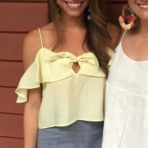 Zara Yellow Frill Off the Shoulder Top